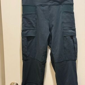 Lululemon Cargo Jogger Leggings Zipper Ankle Teal Blue Green Like New 4